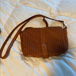 Brown Woven  super soft Leather Crossbody Bag
